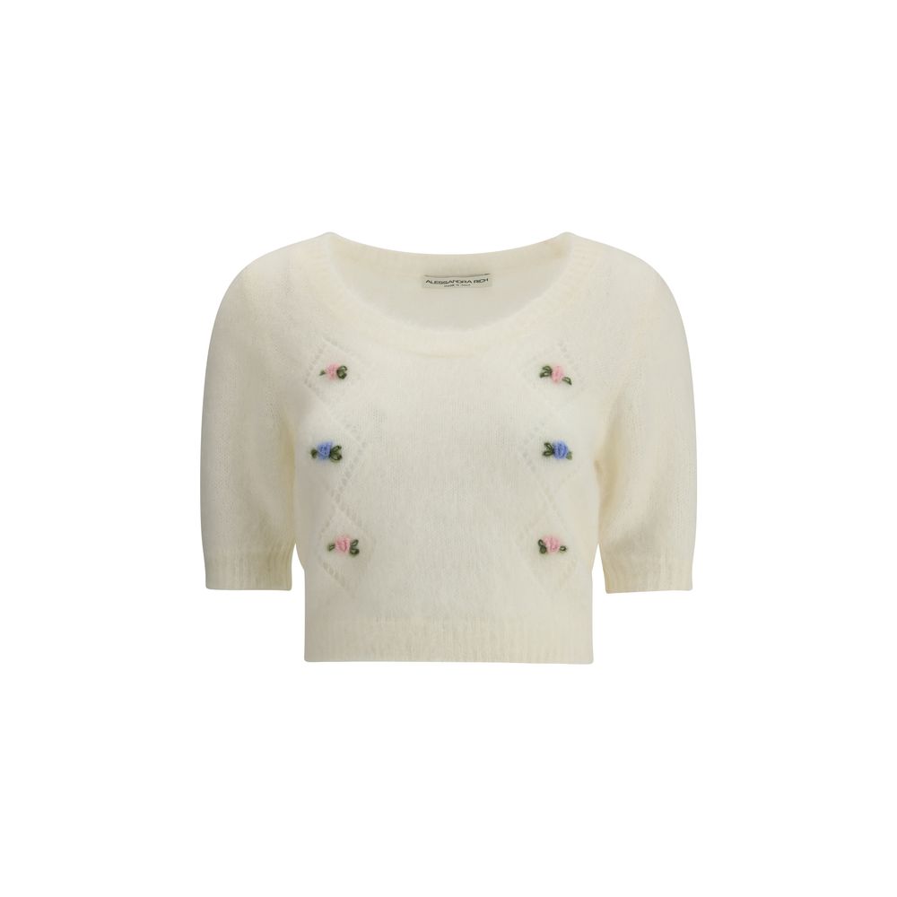 Alessandra Rich Weißes Mohair-Sweatshirt