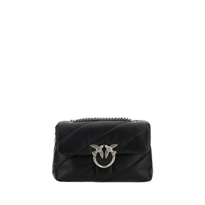 PINKO Black Calf Leather Bos Taurus Shoulder Bag