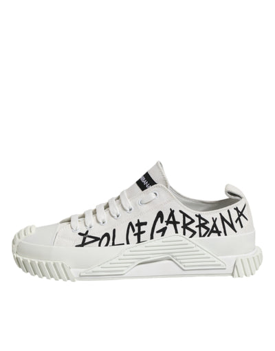 Dolce & Gabbana White Logo Graffiti Low Top Sneakers Shoes