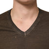 Dolce & Gabbana Dark Brown Cotton Tattered Logo Men T-shirt