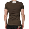 Dolce & Gabbana Dark Brown Cotton Tattered Logo Men T-shirt