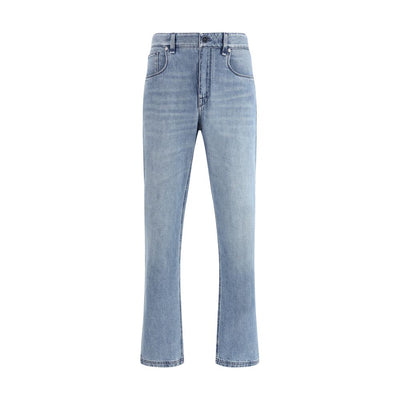 Fendi Light Blue Cotton Straight-Leg Jeans