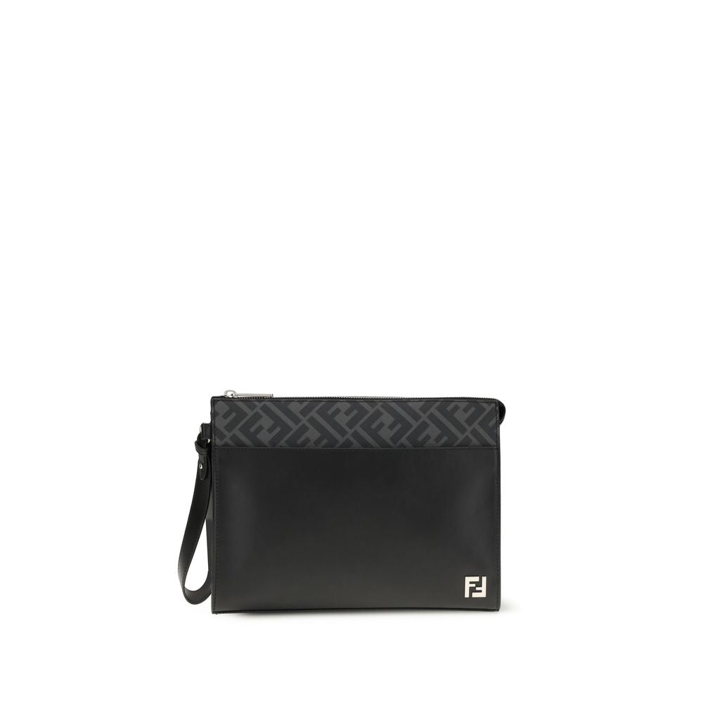 Fendi Clutch aus schwarzem Leder