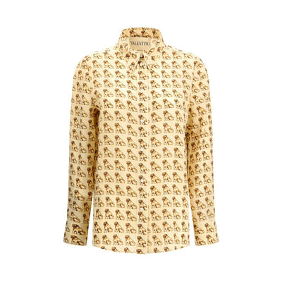 Valentino Beige Silk Pattern Shirt