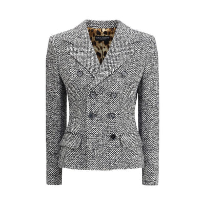 Dolce & Gabbana Gray Fleece Wool Blazer
