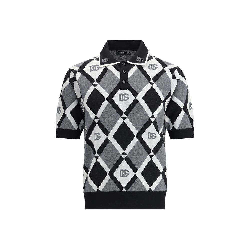 Dolce &amp; Gabbana Mehrfarbiges Fleece-Wollpolohemd