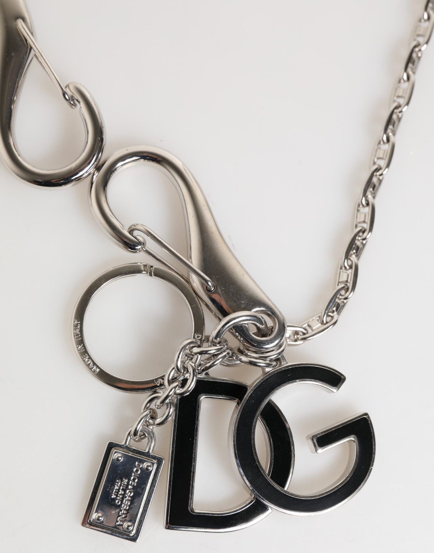 Dolce & Gabbana Silver DG Logo Key Holder Keychain Bag Charm Keyring