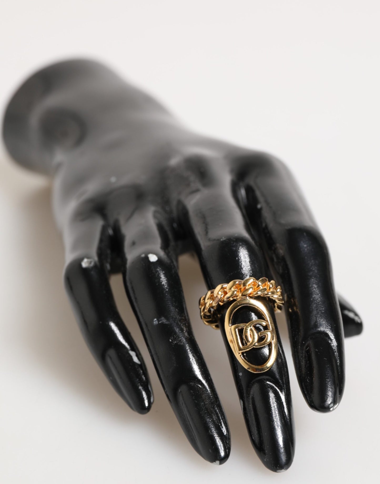 Dolce &amp; Gabbana Goldfarbener Messingring mit ovalem DG-Logo, verstellbar