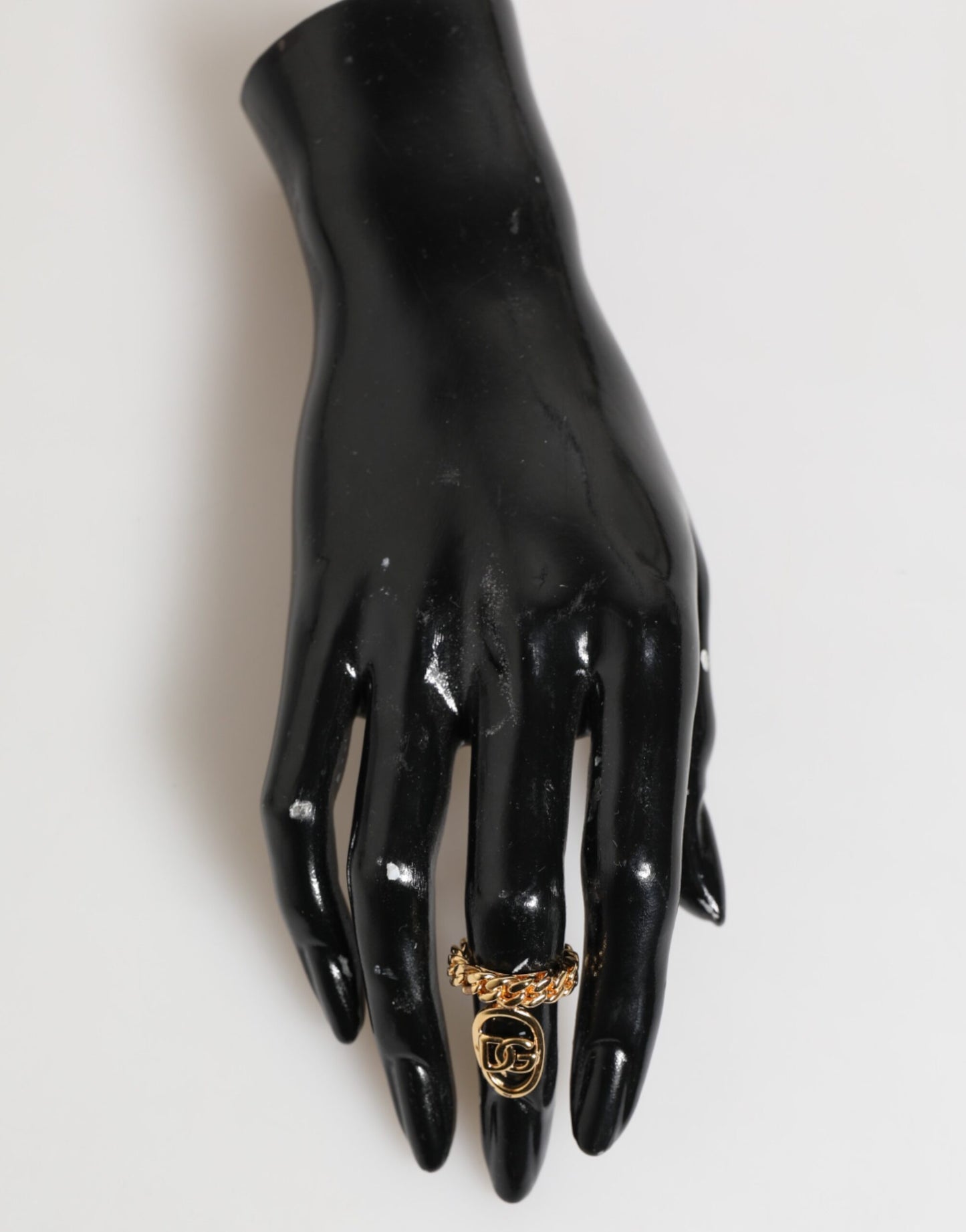 Dolce &amp; Gabbana Goldfarbener Messingring mit ovalem DG-Logo, verstellbar