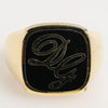Dolce & Gabbana Gold Tone Enamel Brass Signet DG Logo Adjustable Ring