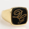 Dolce & Gabbana Gold Tone Enamel Brass Signet DG Logo Adjustable Ring
