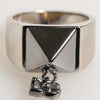 Dolce & Gabbana Silver Tone Pyramid DG Logo Real Brass Ring
