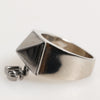 Dolce & Gabbana Silver Tone Pyramid DG Logo Real Brass Ring