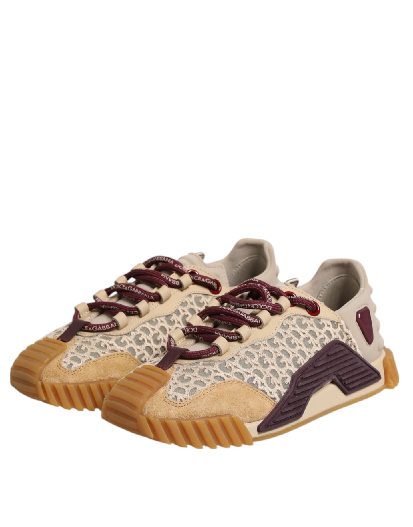 Dolce &amp; Gabbana Beige Neopren DG Logo NS1 Schnürschuhe
