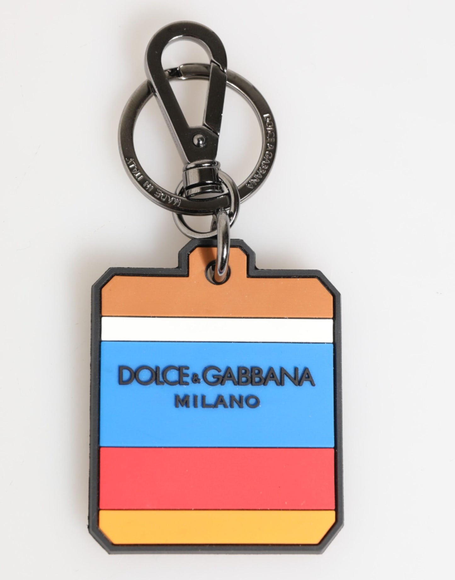 Dolce & Gabbana Multicolor DG Rubber Logo Silver Men's Keychain Keyring