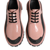 Dolce & Gabbana Light Powder Pink Black Leather Lace-Up Shoes