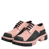 Dolce & Gabbana Light Powder Pink Black Leather Lace-Up Shoes