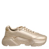 Dolce & Gabbana Gold Leather Daymaster Women Sneaker Shoes