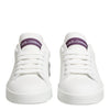 Dolce & Gabbana White Purple Leather Low Top Sneakers Shoes