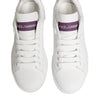 Dolce & Gabbana White Purple Leather Low Top Sneakers Shoes