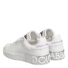 Dolce & Gabbana White Purple Leather Low Top Sneakers Shoes