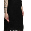 Dolce & Gabbana Black Floral Lace Sheath Knee Length Dress