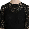Dolce & Gabbana Black Floral Lace Sheath Knee Length Dress