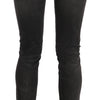 John Galliano Schwarze, gewaschene, figurbetonte Skinny-Jeans mit niedrigem Bund. 