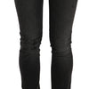 John Galliano Schwarze, gewaschene, figurbetonte Skinny-Jeans mit niedrigem Bund. 
