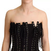 Dolce & Gabbana Black Cady Sleeveless Lace Up Bodycon Dress