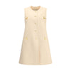 Valentino Cream Fleece Wool Casual Dress