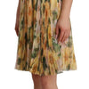 Dolce & Gabbana Yellow Floral Print Pleated Maxi Dress