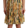 Dolce & Gabbana Yellow Floral Print Pleated Maxi Dress