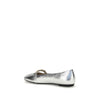 PINKO Silver Calf Leather Bos Taurus Ballet Flats