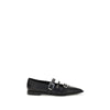 PINKO Black Calf Leather Bos Taurus Ballet Flats
