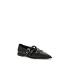 PINKO Black Calf Leather Bos Taurus Ballet Flats