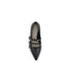 PINKO Black Calf Leather Bos Taurus Ballet Flats