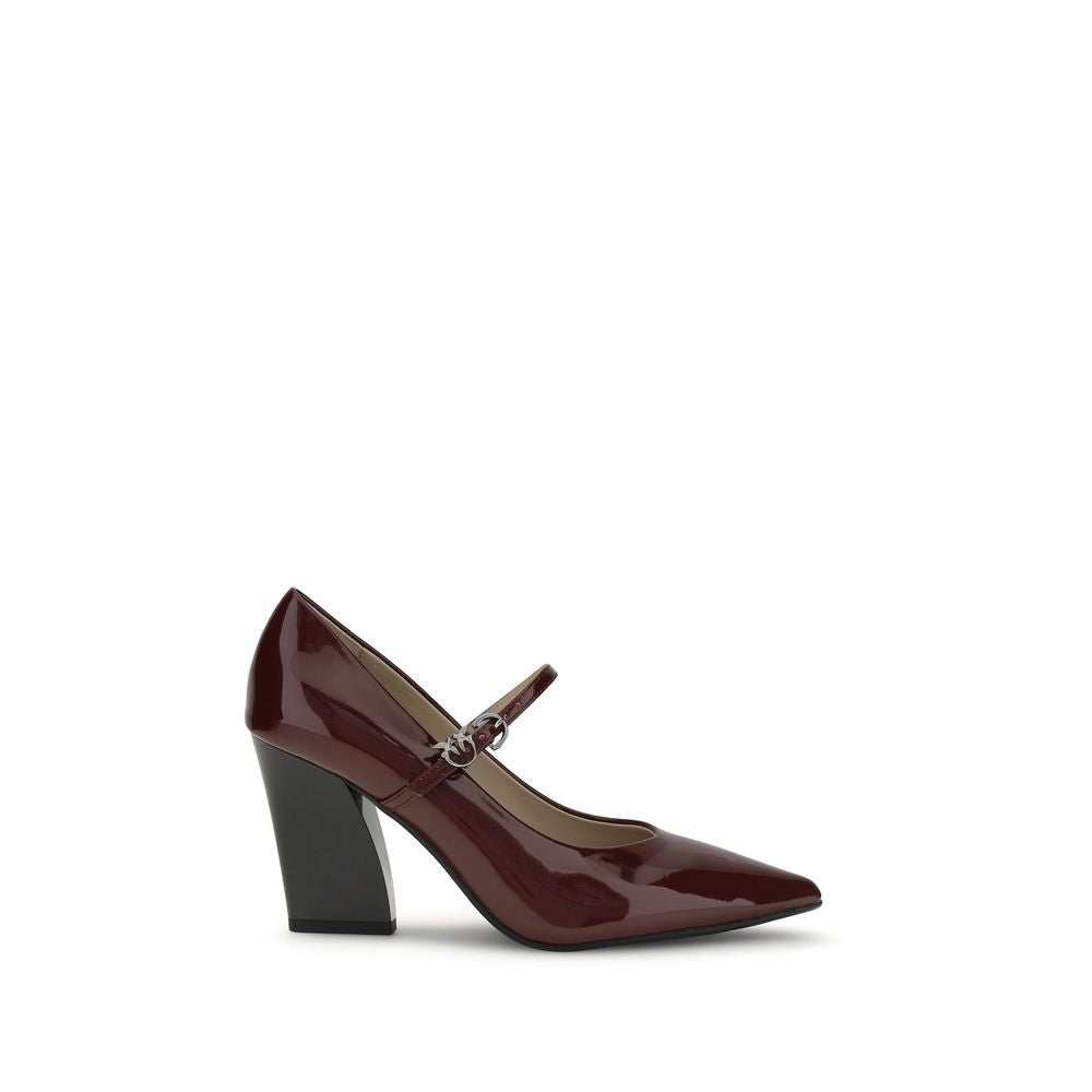 PINKO Bordeauxfarbene Bos Taurus High Heel Pumps aus Kalbsleder