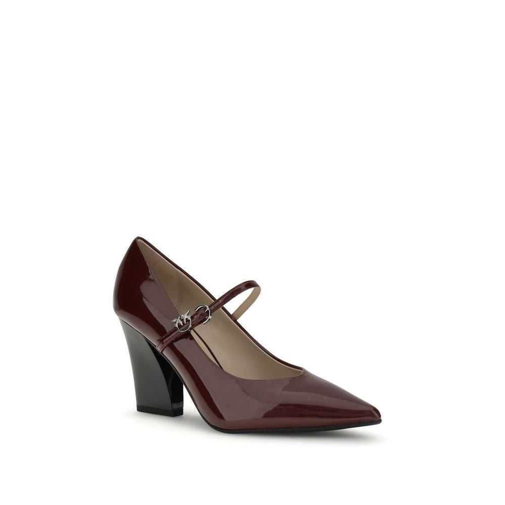 PINKO Bordeauxfarbene Bos Taurus High Heel Pumps aus Kalbsleder