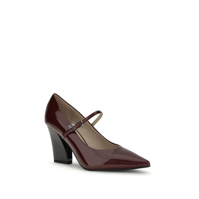 PINKO Bordeauxfarbene Bos Taurus High Heel Pumps aus Kalbsleder