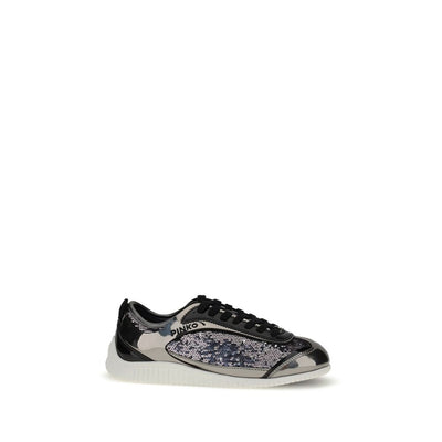 PINKO Silberne Nylon-Sneaker mit Chunky-Kragen