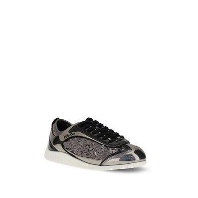 PINKO Silberne Nylon-Sneaker mit Chunky-Kragen