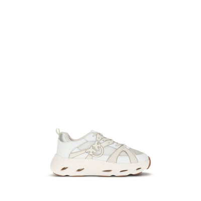 PINKO White Calf Leather Bos Taurus Chunky Sneakers