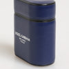 Dolce & Gabbana Blue Leather Logo Print Flip Holder Men Airpods Case