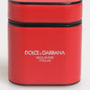 Dolce & Gabbana Red White Calfskin Leather Logo Flip Holder Airpods Case
