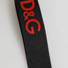 Dolce & Gabbana Black Red Logo Polyester Brass Holder Keychain Keyring