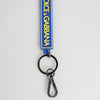 Dolce & Gabbana Blue Yellow DG Rubber Logo Silver Men's Holder Keyring