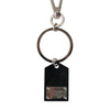 Dolce & Gabbana Black Sint Glass Plaque DG Logo Metal PlateKeychain Keyring
