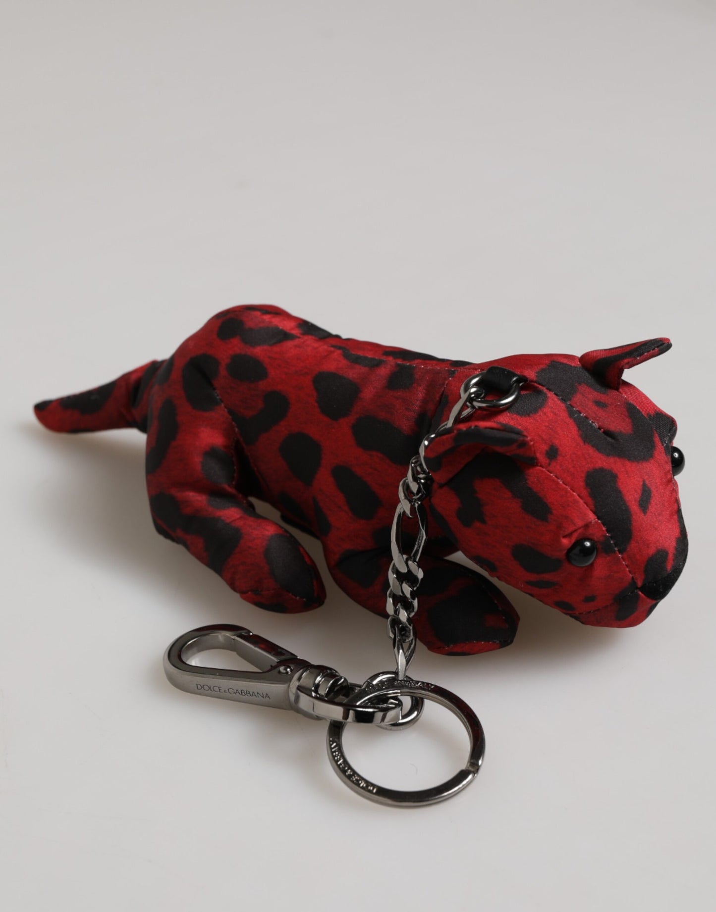 Dolce & Gabbana Red Black Polyester Animal Silhouette Bag Keychain Keyring