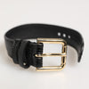 Dolce & Gabbana Black Embossed Leather Gold Buckle Belt Strap Bracelet